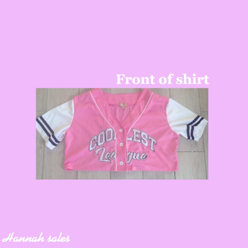Pink white and black coolest league baseball jersey juniors large (never worn)